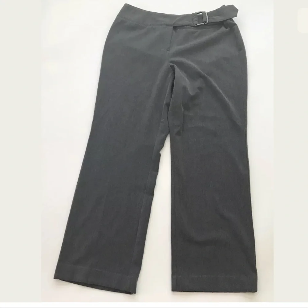 Women’s stretch gray pants belted waist size 10 - Picture 1 of 8